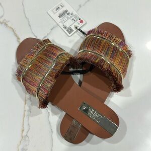 Zara rainbow/brown sandals